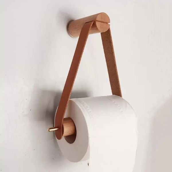 Porta asciugamani di carta verticale da cucina Bagno Wc Rotolo di carta da parati in rame puro in legno Creativo nordico