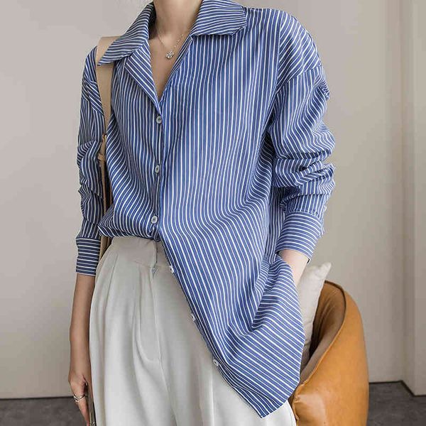 

blouses arrival fashion female blouse spring ol temperament long striped basic shirt simple savage comfortable top, White