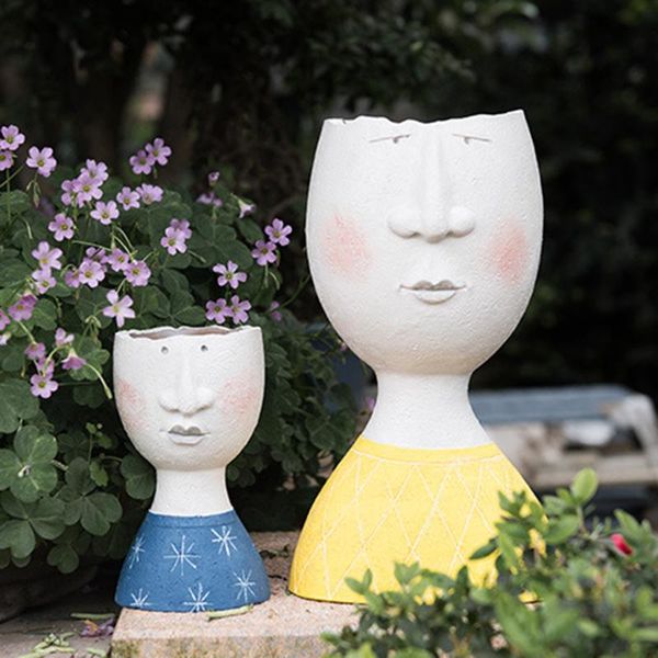 

vases flower pot plant resin succulent balcony deskhuman face home garden accessories decorations 1 pc vase
