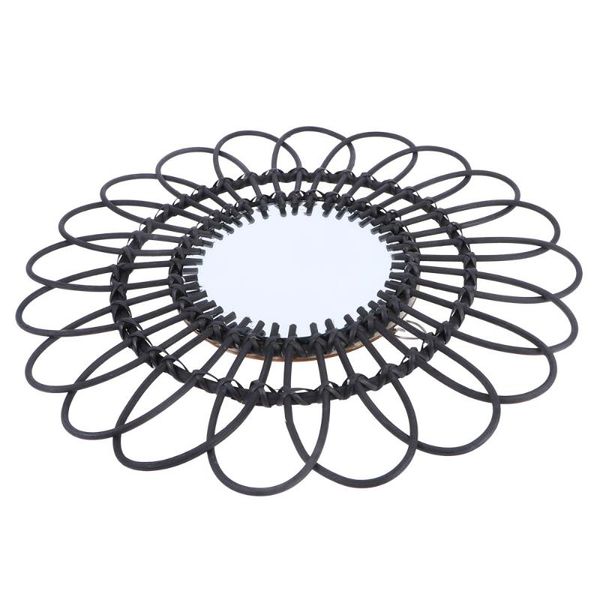 

mirrors 1pc wall mirror decor rattan household decoration (black)