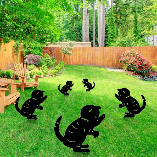 

hollow out simulation black cat dogs insert card garden art ornament acrylic silhouette stake sculpture outdoor decor decorations