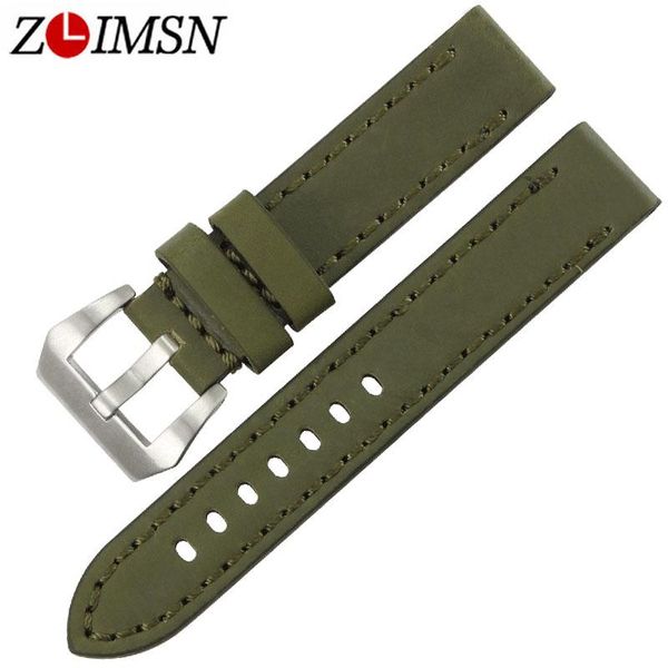 

watch bands zlimsn cowhide leather accessories replacement 20 22 24 26mm brown black yellw band 316l steel buckle, Black;brown