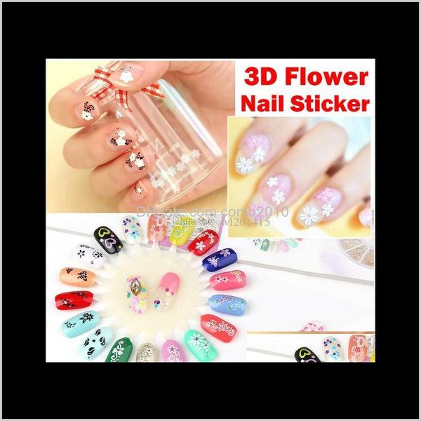 50 folhas / saco 3d flor Nail Art adesivo colorido branco flores negras borboleta manicure pregos arte adesivos decalques decalques 2zjjc tqcs7