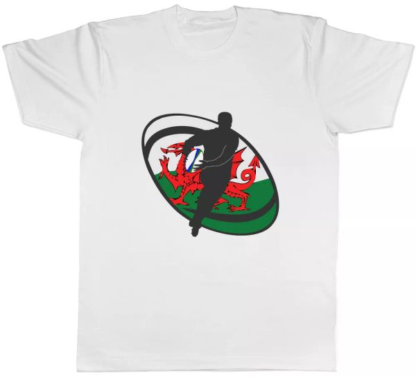 

wales rugby mens t-shirt, White;black
