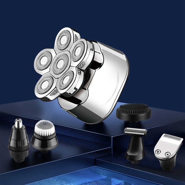 

6 in 1 electric razor shaver rechargeable waterproof hair trimmer groomer for men bald head shaving machine beard nose clipper p0817