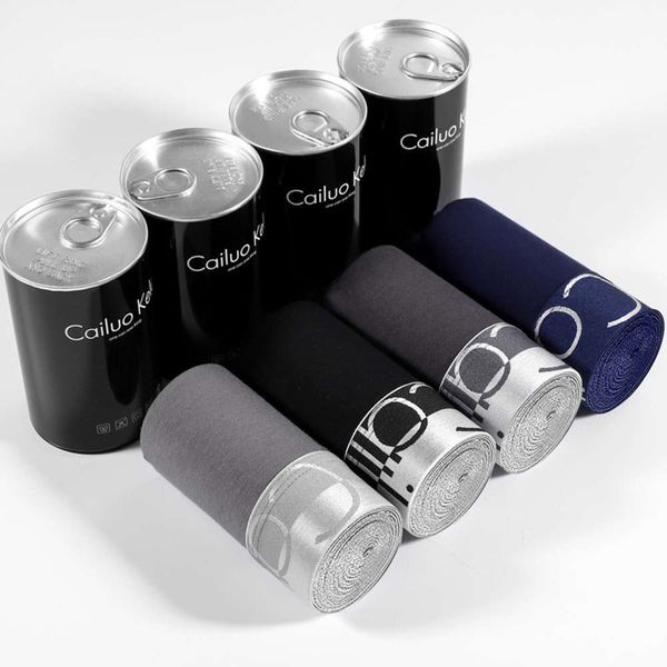 

single canned pure underwear men's graphene inner file cotton breathable middle waist boxers, Black;white