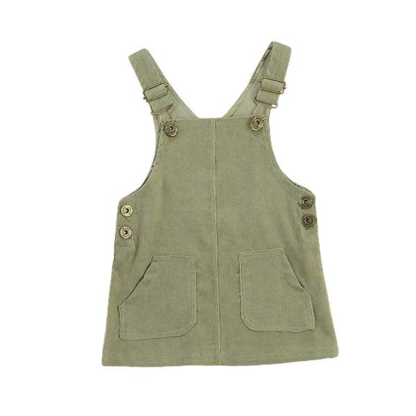 

baby girl's solid corduroy suspenders skirt adjustable straps short dress with two pockets in front skirts, Blue