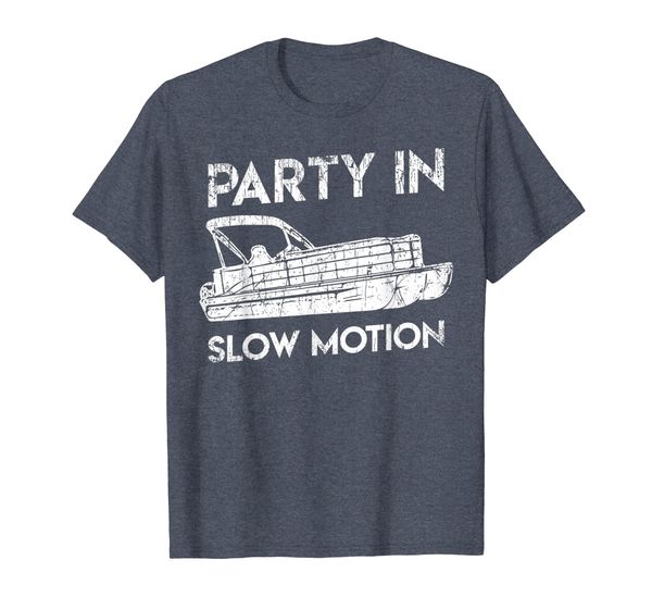 

party in slow motion - lake pontoon boat gift t-shirt, White;black