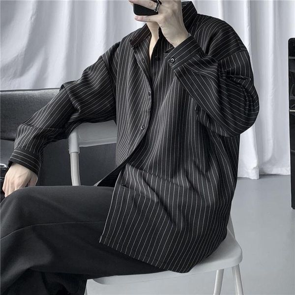 

men's casual shirts striped shirt korean business fashion loose dress long-sleeved, White;black