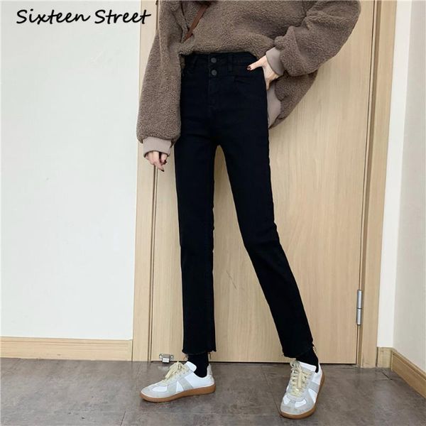 

ankle length pants female aesthetic straight jeans women high waist button zipper vintage washed chic fashionable y2k denim 2021 women', Blue