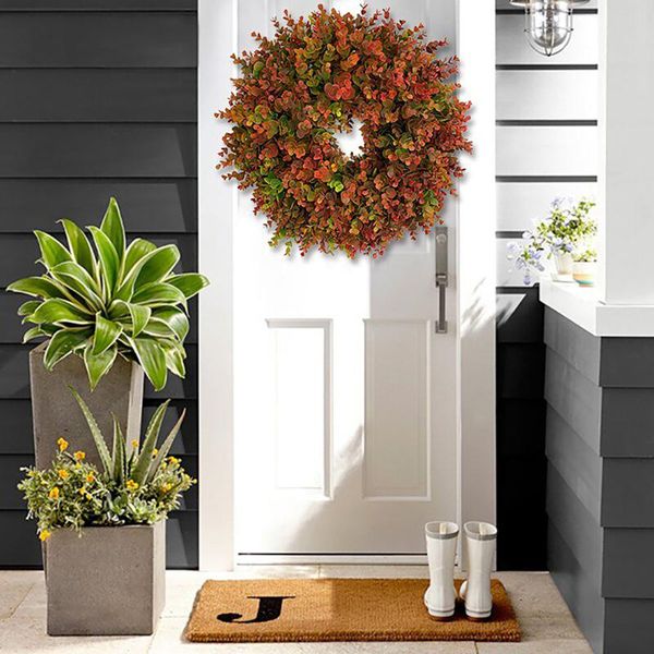 

party favor autumn wreath frame for front door outside,fall eucalyptus-farmhouse decor rustic wreaths