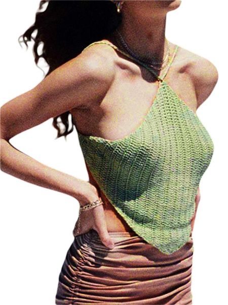 

women's tanks & camis crop cami , sleeveless criss cross self-tie backless solid color crochet camisole, White