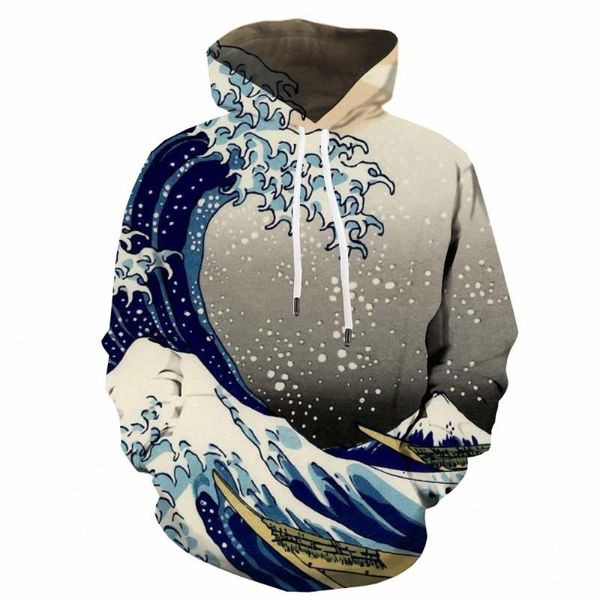 

men's hoodies & sweatshirts 3d surf men waves sweatshirt printed ocean hooded casual sail hoody anime long sleeve hip hop winter, Black