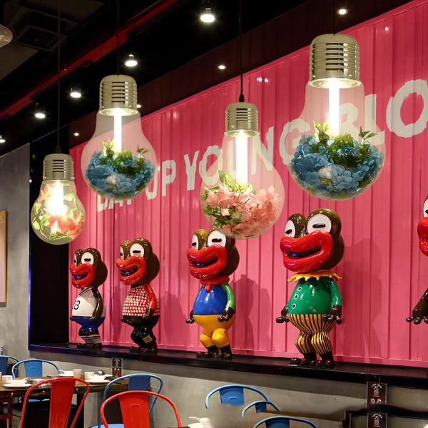 

pendant lamps chandelier music restaurant plant creative personality simple cafe pot atmosphere glass