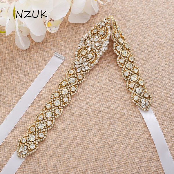 

wedding sashes rhinestones pearls belt gold crystal bridal diamond dress sash for decoration zzy167g, White