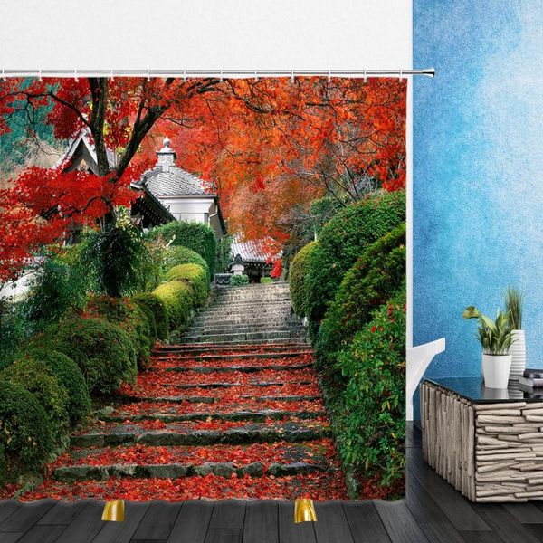 

landscape shower curtains natural scenery green plants tree 3d print bathroom home decor waterproof polyester cloth curtain