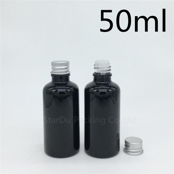 

storage bottles & jars 200pcs 50ml black glass bottle serum container sample vials essential oil with screw cap perfume