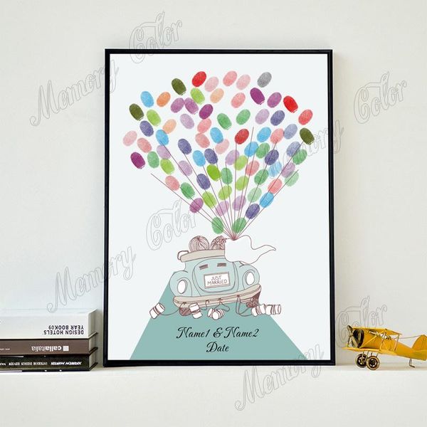 

party decoration personalized bride groom names wedding date fantastic car fingerprint diy canvas guestbook for anniversary (ink