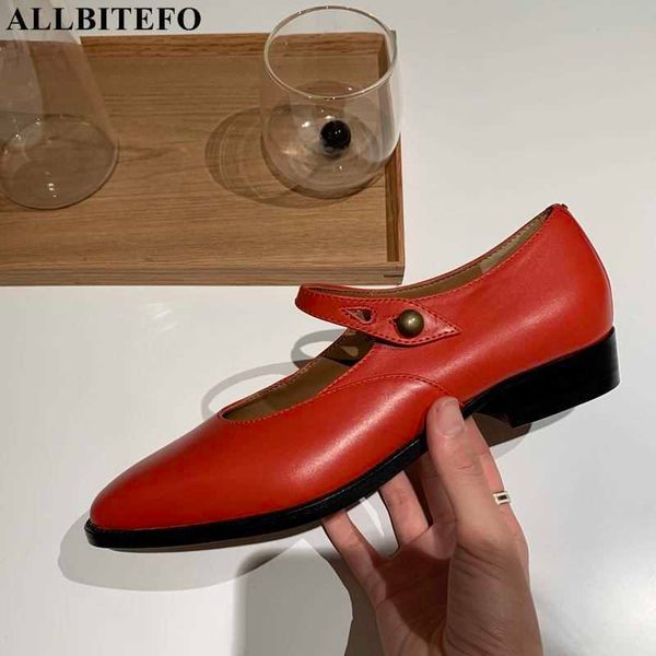 

allbitefo fashion retro genuine leather ankle buckle women shoes thick heels office ladies shoes women heels shoes size:34-40 210611, Black