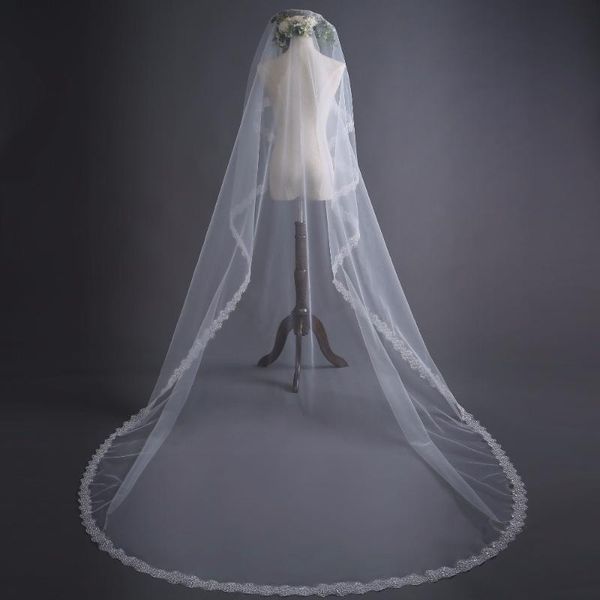 

bridal veils in stock 2021 lace long wedding veil ivory accessories voile mariage, Black