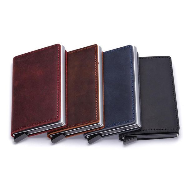 

card holders rifd genuine leather men wallet fashion holder for blue id short cow male wallets bank cards purse, Brown;gray