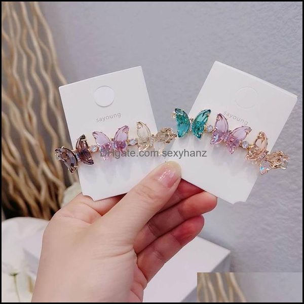 Barrettes Gioielli Jewelrygirls Hair Crystal Clips Butterfly Hairpins Aessories Pin Card Hairpin Overlock Small Clip Joker Drop Delivery 20