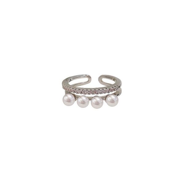 Pearl Fashion Ring Personality Element Circle Tide Net Celebrity Opening Light Holiday Light Anello da donna di lusso