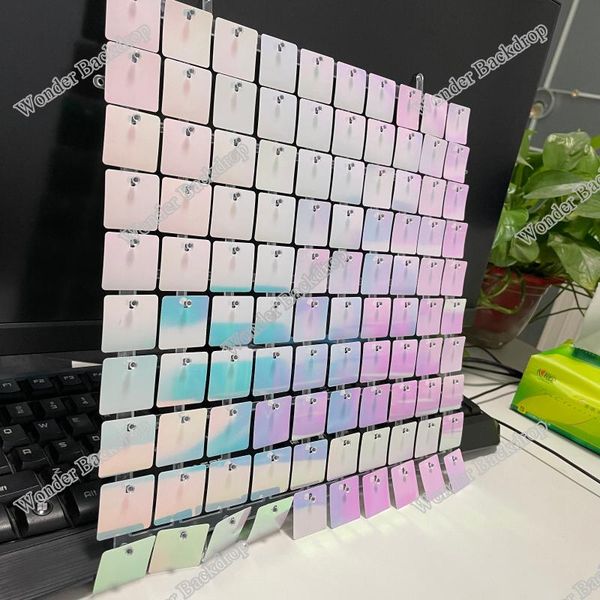 

party decoration clear grid back with clip light iridecent blue shimmer sequin backdrop for home