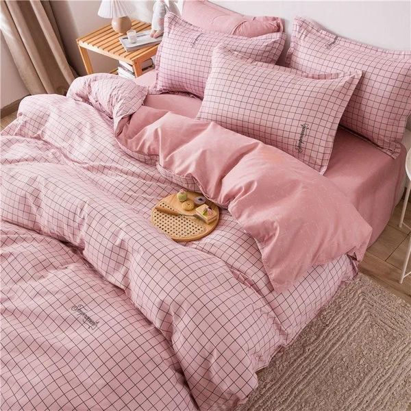 

bedding sets sell black lattice home textile duvet cover pillowcase bed sheet simple boy girls 3/4pcs single double