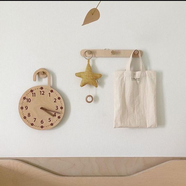 

wall clocks 1pc wooden silent simple digital clock for kids room hanging ornament