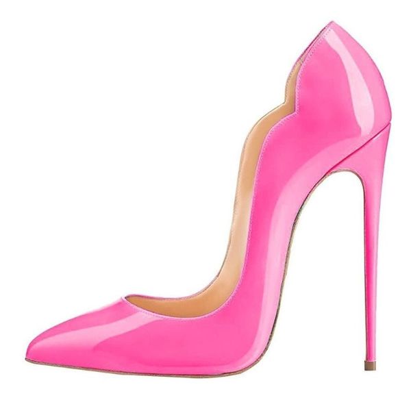 

dress shoes women rose pink patent leather high heels pumps ladies wave solid black nude thin wedding woman slip-on