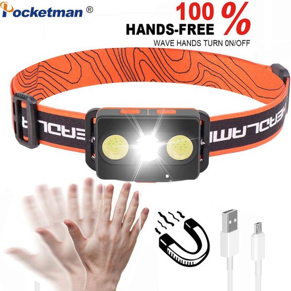 

headlamps 50000lm headlamp xpg+cob led 7 modes headlight human motion sensor lantern camping lamp with built-in battery hook magnet