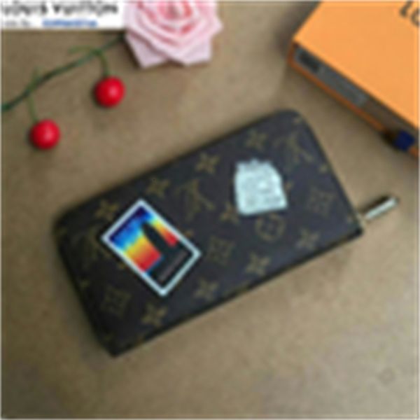 

pouches red long brand flower silk wallet designer women real leather luxury wallets chain wallet m60017 key card holders old phone cases pu, Red;black