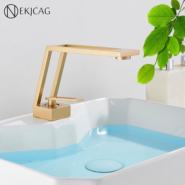 

golden fashion hollow design bathroom basin faucet single handle cold water mixer taps deck mounted sink faucets
