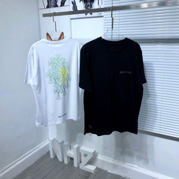 

t shirt 2021 fluorescent green cross short sleeve frosted grain printing traditional foam, White