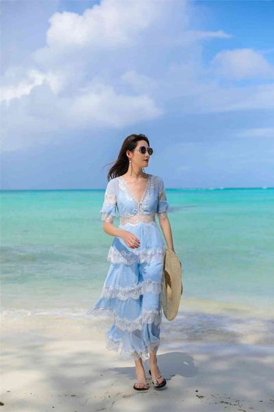 

runway dresses australia summer holiday dress lace stitching layered cake style c9zn, Black