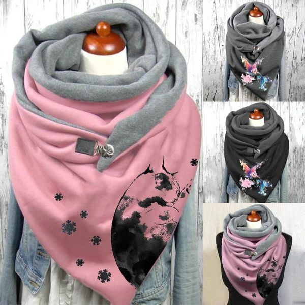 

scarves fashion warm luxury winter scarf women printing button soft wrap casual shawls elegant ladies hijab poncho, Blue;gray