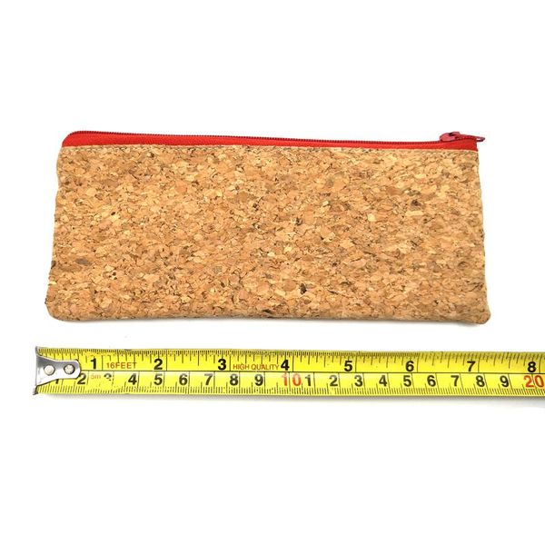 

cork wood phellem pencil case yellow pen bag school office zipper 3 color bags