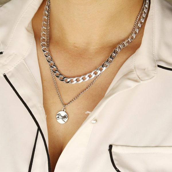 

pendant necklaces vintage bohemia silver color unique multilayer chain necklace for men women choker collar creative jewelry gift