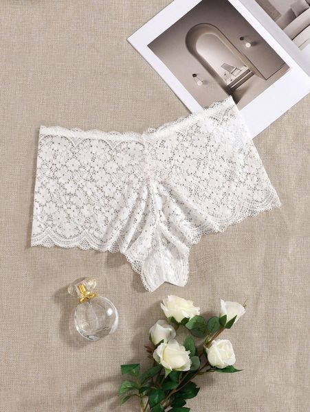 

plus floral lace panty x9ih#, Black;white