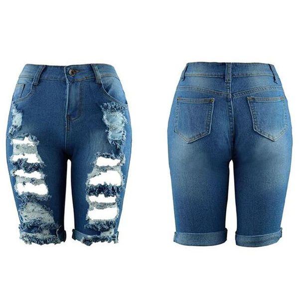

women's jeans oversize lady casual fashion personalized hole burrs worn out solid color de couleur unie bavures trous personnal, Blue