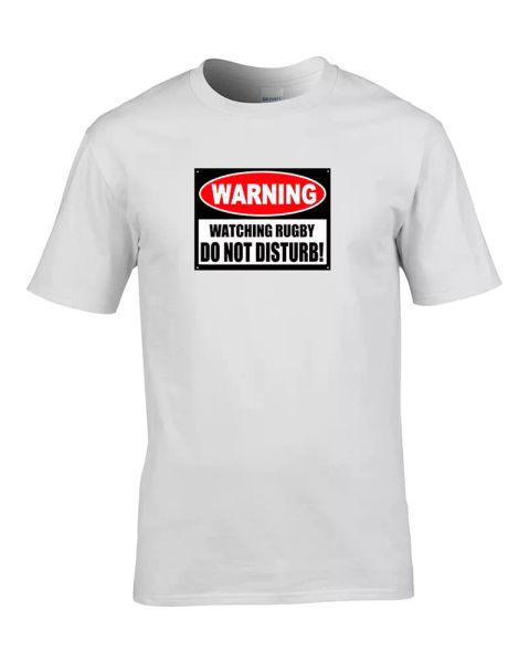 

warning- watching rugby, do not disturb- sports fan- boy's t-shirt, White;black