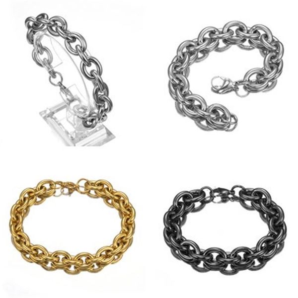 

link, chain 11/13/15mm wide 316l stainless steel rolo oval link necklace jewelry for men women, Black