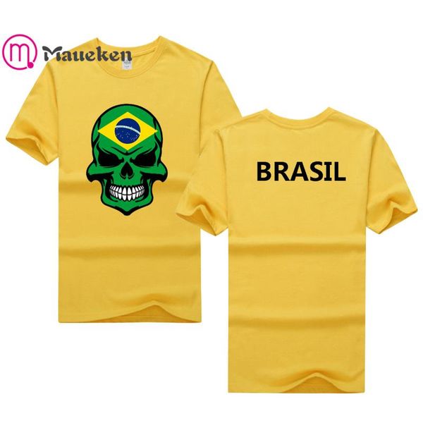 

men's t-shirts 2021 brazil brasil bra brazilian skull t shirt men nation team 100% cotton streetwear fitness country, White;black
