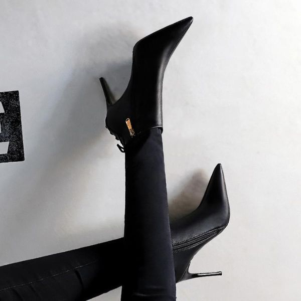 

boots european and american retro fashion cost-effective stiletto high heels pointed toe autumn winter women's shoes short, Black