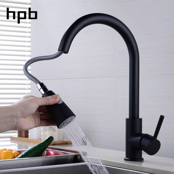 

kitchen faucets hpb faucet pull-out lacquered mixer tap for sink single handle deck mounted and cold water hp4104