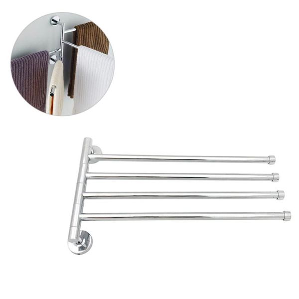 

towel racks 1 pc rack stainless steel holder bathroom accessories swivel bath for (silver)