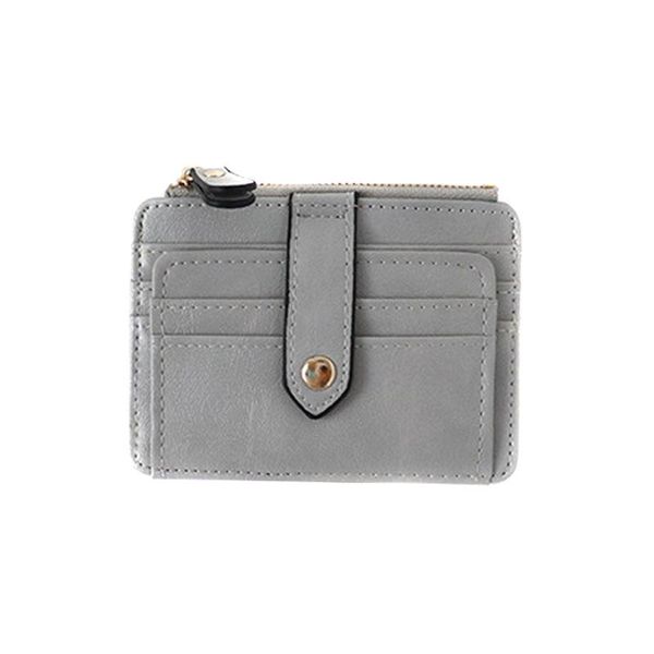 

card holders ly simple women purse pu leather zipper coin pouch short wallet casual holder billfold vk-ing, Brown;gray