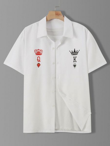 

men playing card print shirt without tee m3ex#, White;black