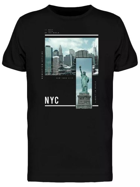 

p print statue of liberty ny men's tee -image by shutterstock, White;black